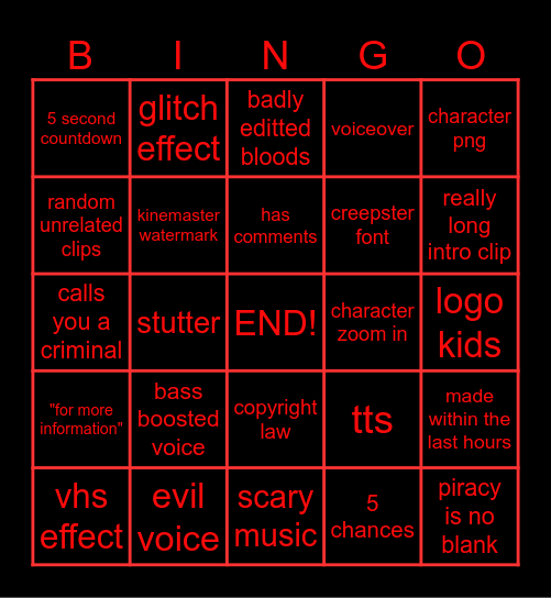 anti piracy Bingo Card