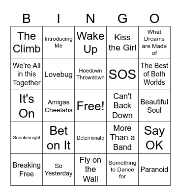2000's Music Bingo Card