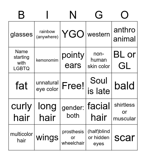 UFG Gacha #22 Bingo Card
