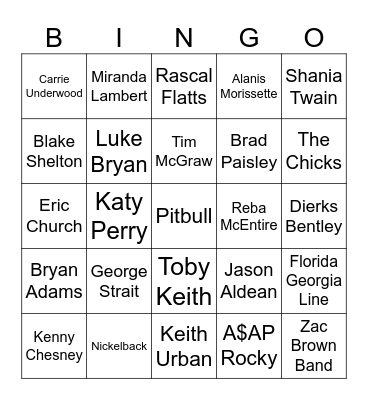 Stampede Saddledome Headliners Bingo Card