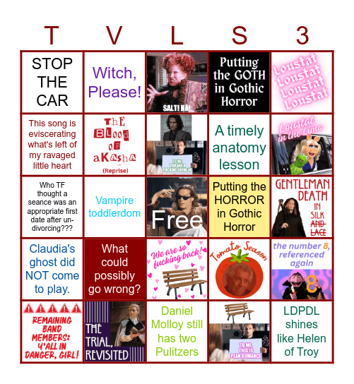 TVL Season 3: Montreal (Episode 6) Bingo Card