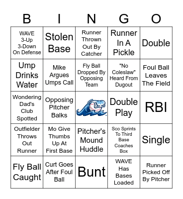 WAVE Gray Baseball Bingo 3.0 Bingo Card