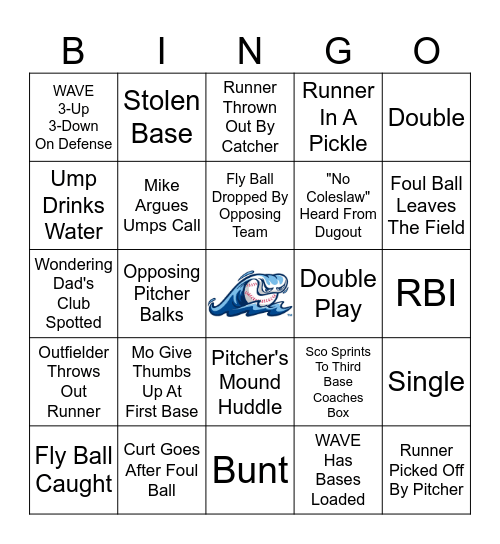 WAVE Gray Baseball Bingo 3.0 Bingo Card