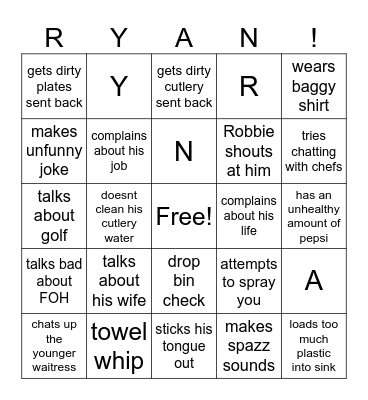 Ryan bingo Card