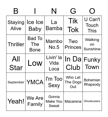 Catchy Classics Bingo Card