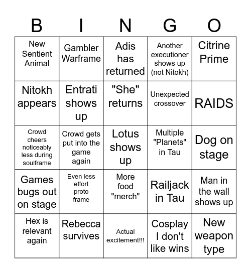Taunnocon Bingo Card