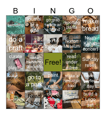 July Bingo Card
