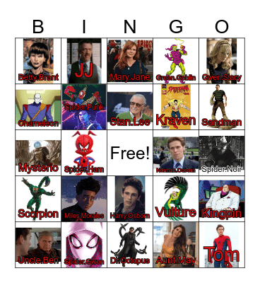 SPIDERMAN BINGO Card