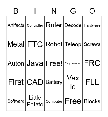 Little Potato Summer Camp Bingo Card