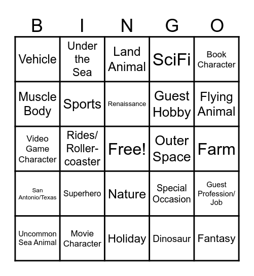 BOOTY BINGO Card