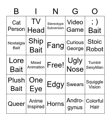 Animation Bingo Card