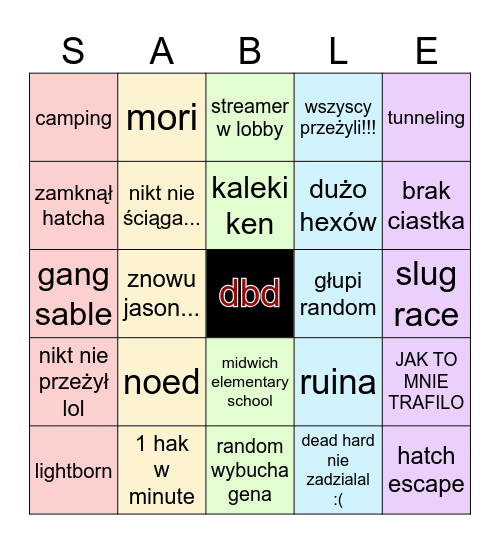dbd Bingo Card