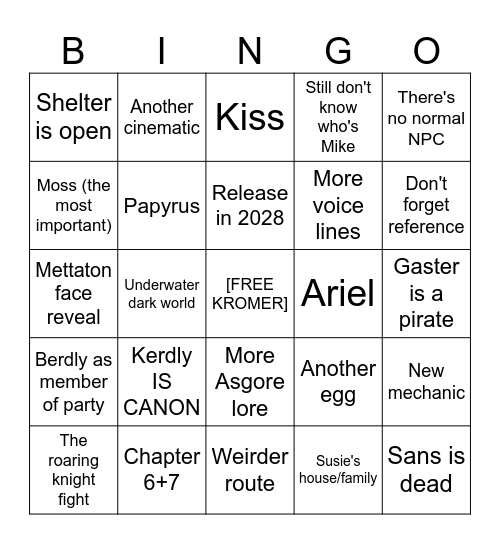 CHAPTER 6 BUNGO Bingo Card