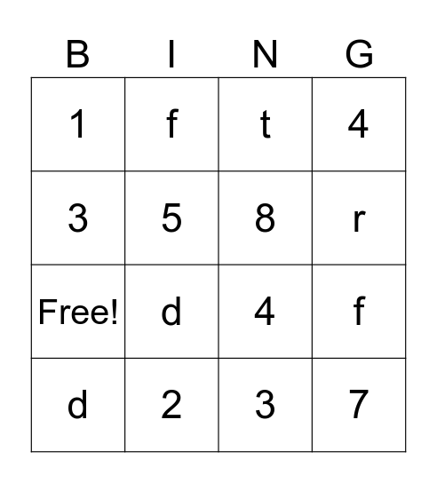 Untitled Bingo Card