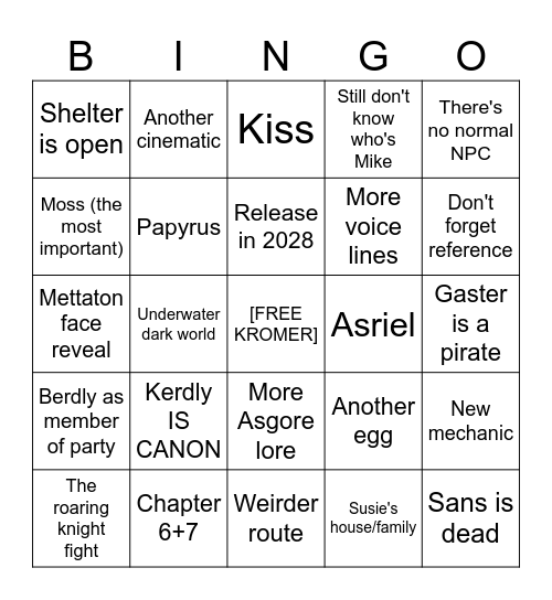 CHAPTER 6 BUNGO Bingo Card