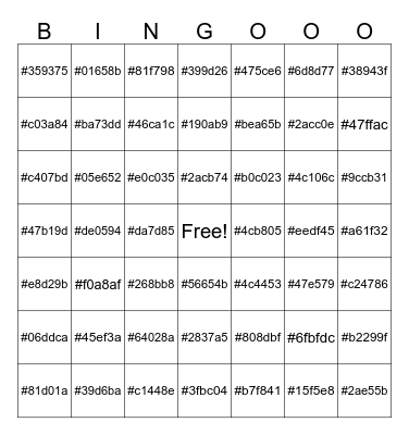 Seymour Café Hex Bingo Event Bingo Card