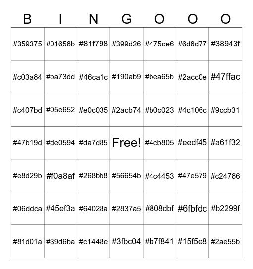 Seymour Café Hex Bingo Event Bingo Card