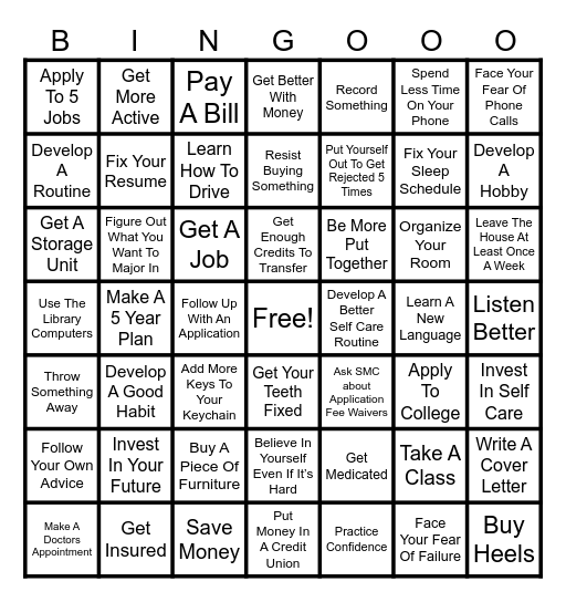 Serious Bingo Card