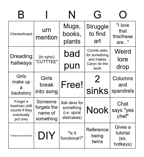 C&C Bingo Card