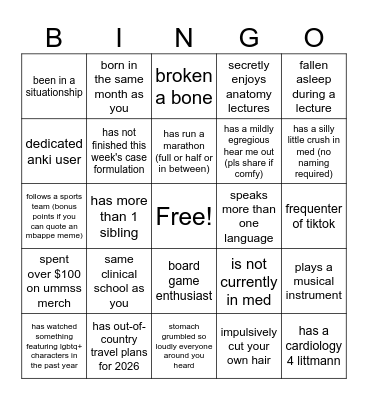 potluck bingo (must name who for each) Bingo Card