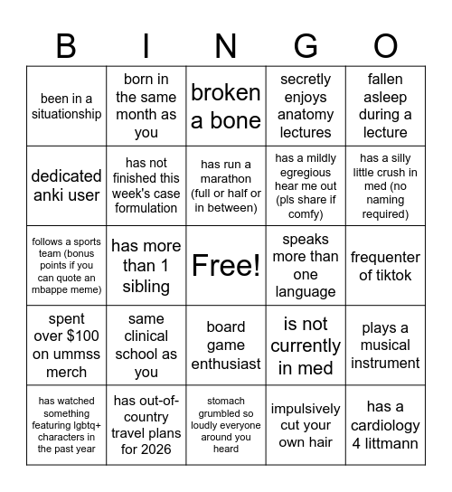 potluck bingo (must name who for each) Bingo Card