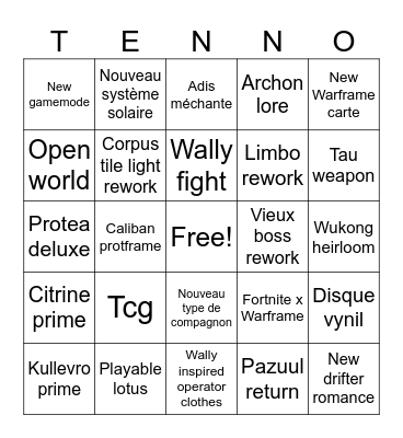 Tennocon 2026 Bingo Card