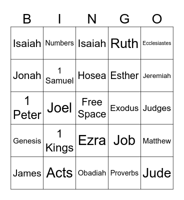 Books of the Bible Bingo Card