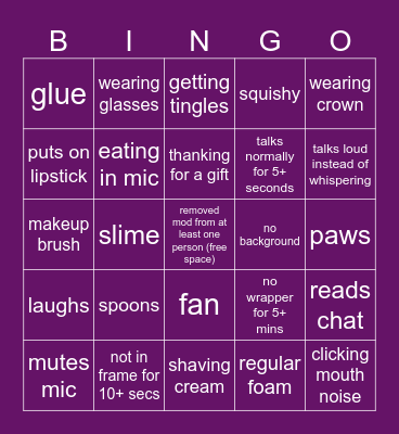 asmr with newaries BINGO live!!! Bingo Card