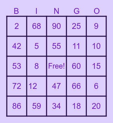 Bingo de casa nova Bingo Card