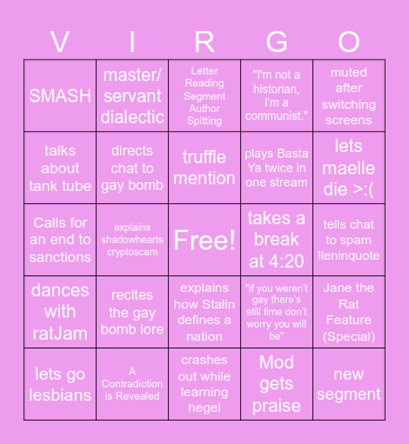 Gay Bingo Squad Bingo Card