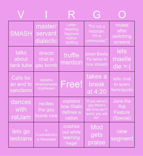 Gay Bingo Squad Bingo Card