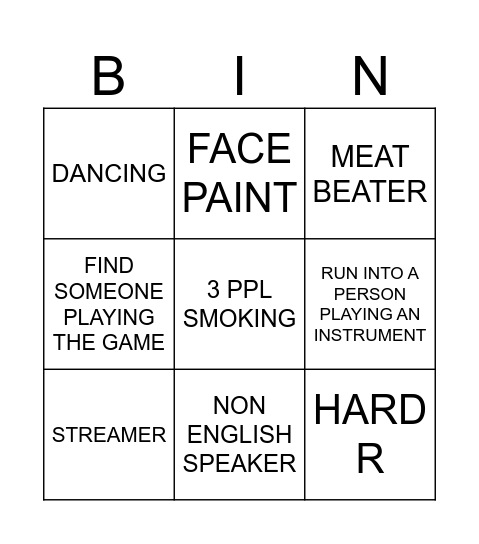 UMINGLE Bingo Card