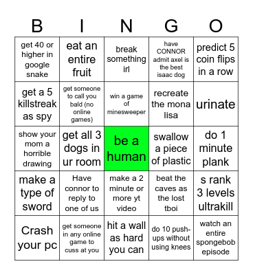 le board Bingo Card
