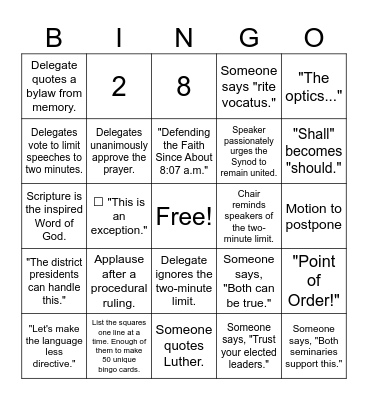 2026 LCMS Convention Bingo Card