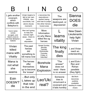 Sprawl Second Half Bingo! Bingo Card