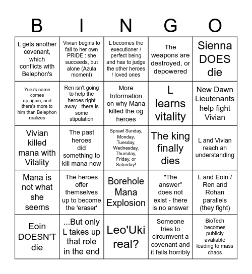 Sprawl Second Half Bingo! Bingo Card