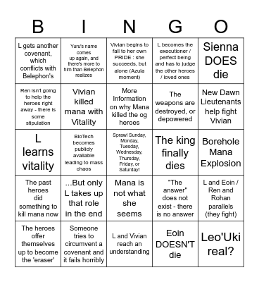 Sprawl Second Half Bingo! Bingo Card
