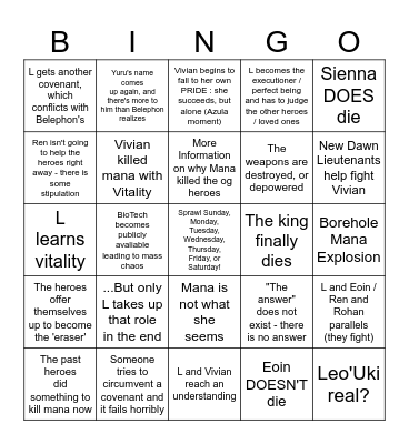 Sprawl Second Half Bingo! Bingo Card