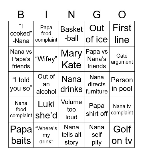 50th Bingo Card