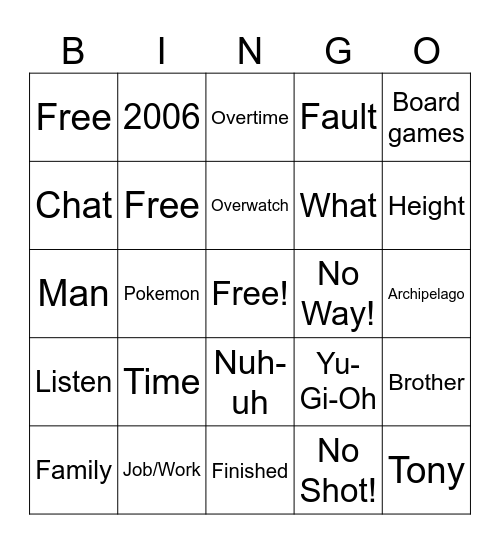 Nathan Bingo Card