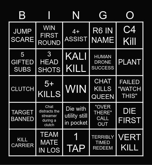 RANKED BINGO Card