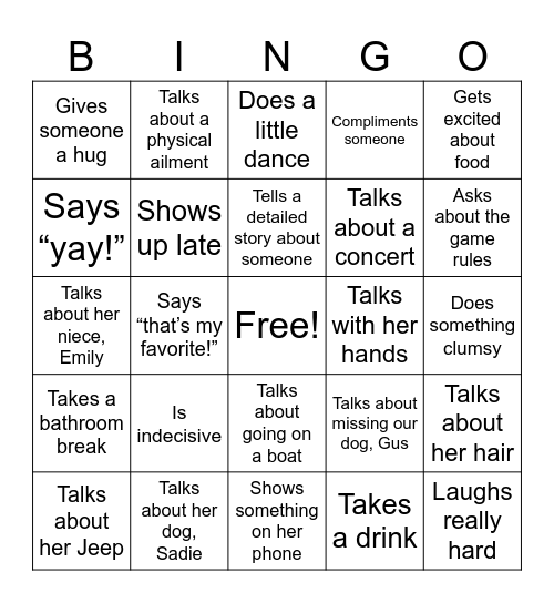 Rudy’s Birthday Bingo Card