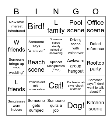 The Hills Bingo Card