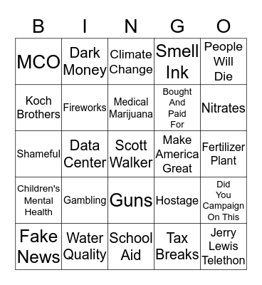 The Silent Point of Order Bingo Card