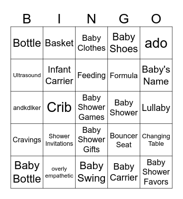 ROYAL BABY SHOWER BINGO Card