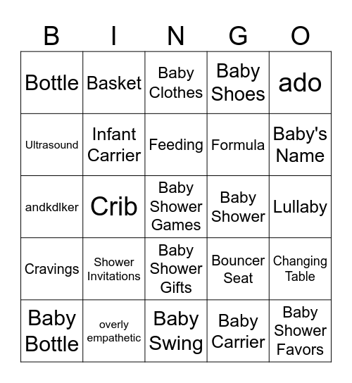ROYAL BABY SHOWER BINGO Card