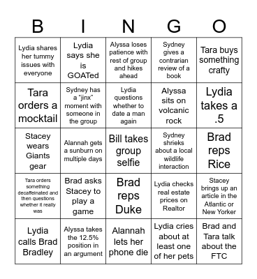 Albera Hawaii Bingo Card