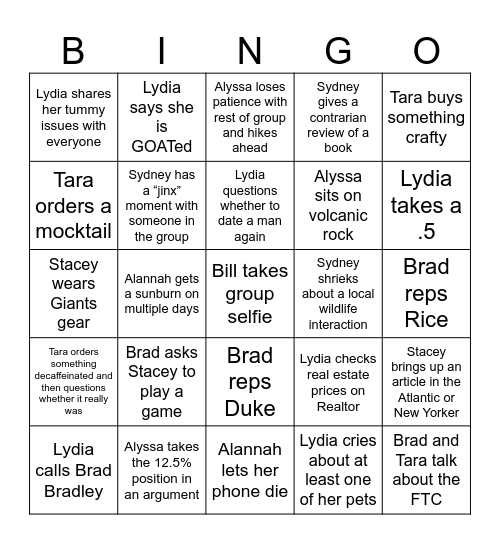 Albera Hawaii Bingo Card