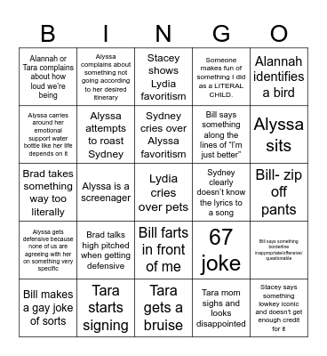 Lydia’s Hawaii Bingo Card