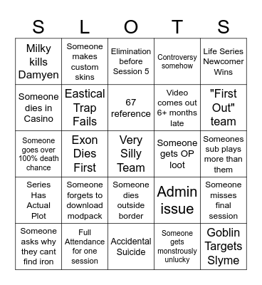 Gamblers Fallacy Bingo Card